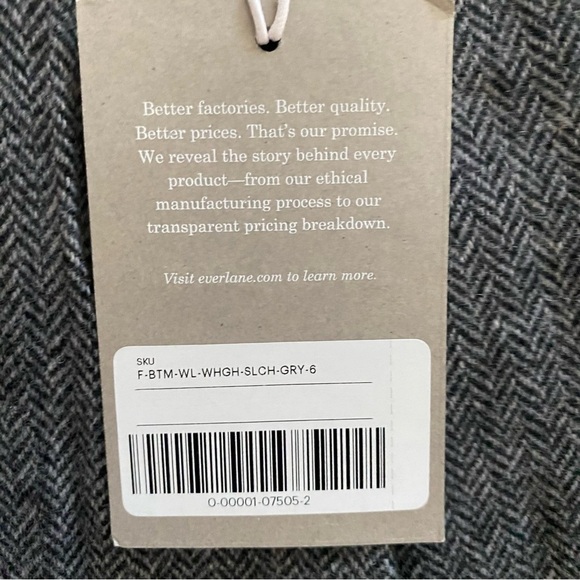 New Everlane women’s Wool blend dark grey herringbone pattern slouch pant size 6 - Picture 6 of 7